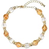 Ursambra Natural Quartz Crystal 8mm Bead Strand Bracelet for Women Gift (Citrine)