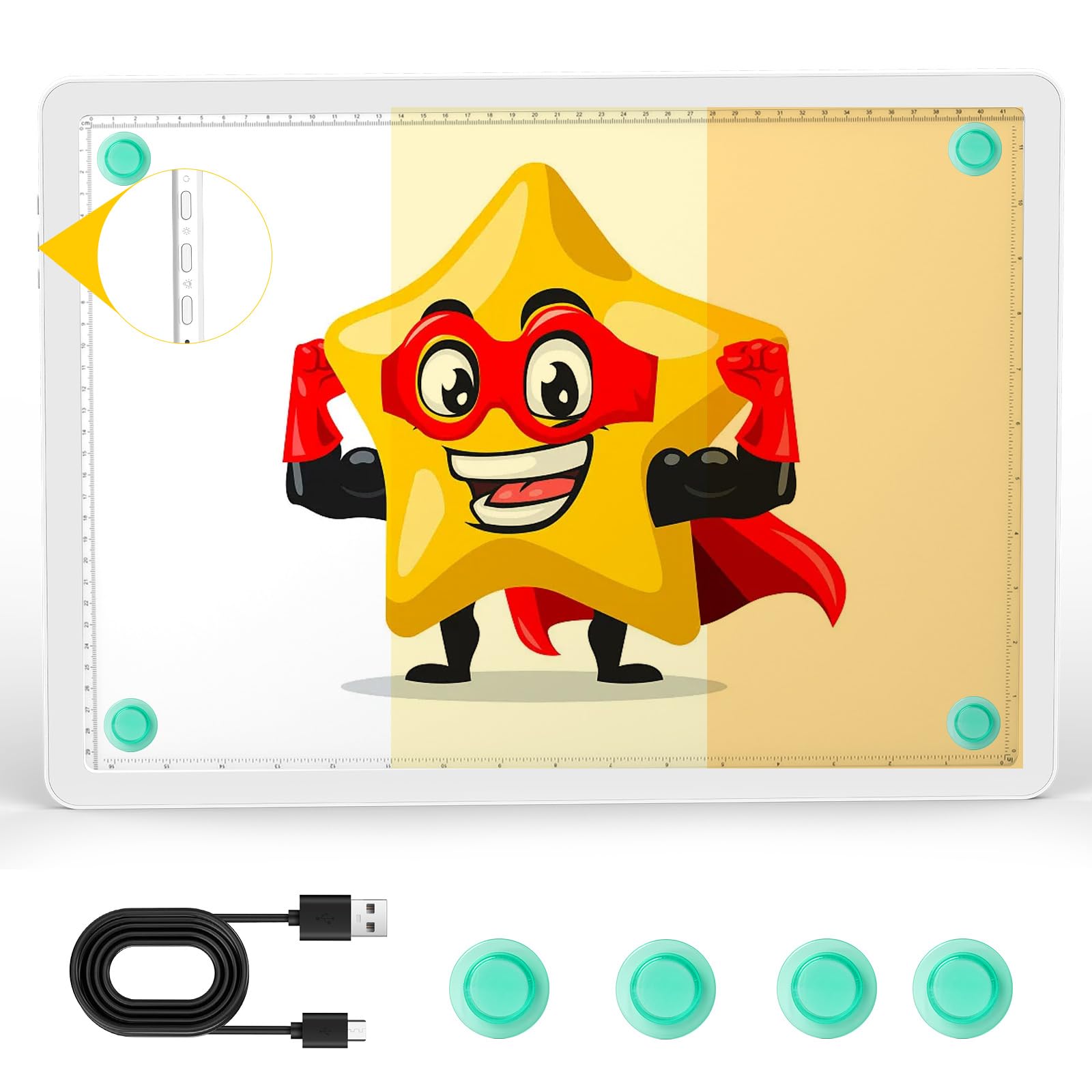 Photo 1 of **MISSING MAGNETS**Rechargeable Standard A3 Light Pad, Ultra Bright Light Board for Diamond Painting, Ultra-Thin Side Button Design Tracing Light Box, 3 Colours 6 Levels Brightness Light Pad for Weeding Vinyl Tracing