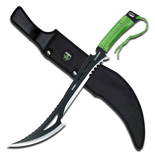 Jungle Master Machete JM-031B 21-Inch - Black Stainless Steel Blade With Reverse Serrations