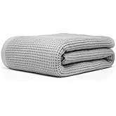 9Threads GOTS Certified Organic Cotton Waffle Weave Blanket, King Bed Size,108"X90" Cozy Throw Blanket for Couch, Modern Home Decor, Throw Blankets,Waffle Blanket, Soft Bed Blankets -Scottish Grey