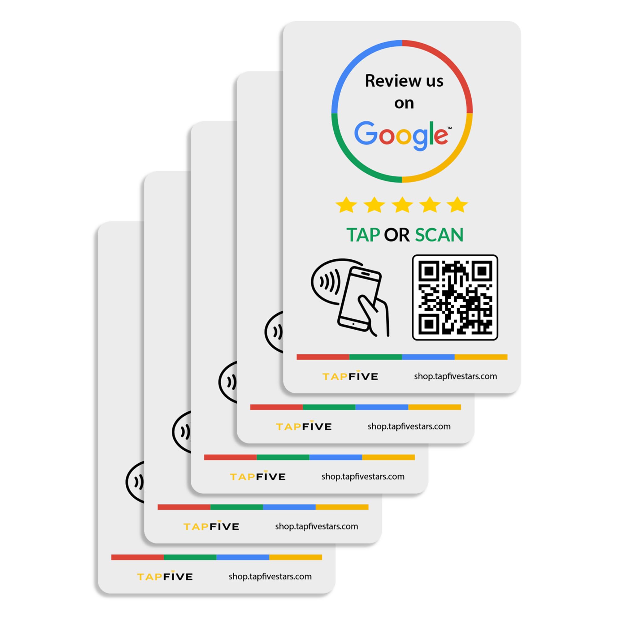 Google Review Tap Stickers, 5-Pack by