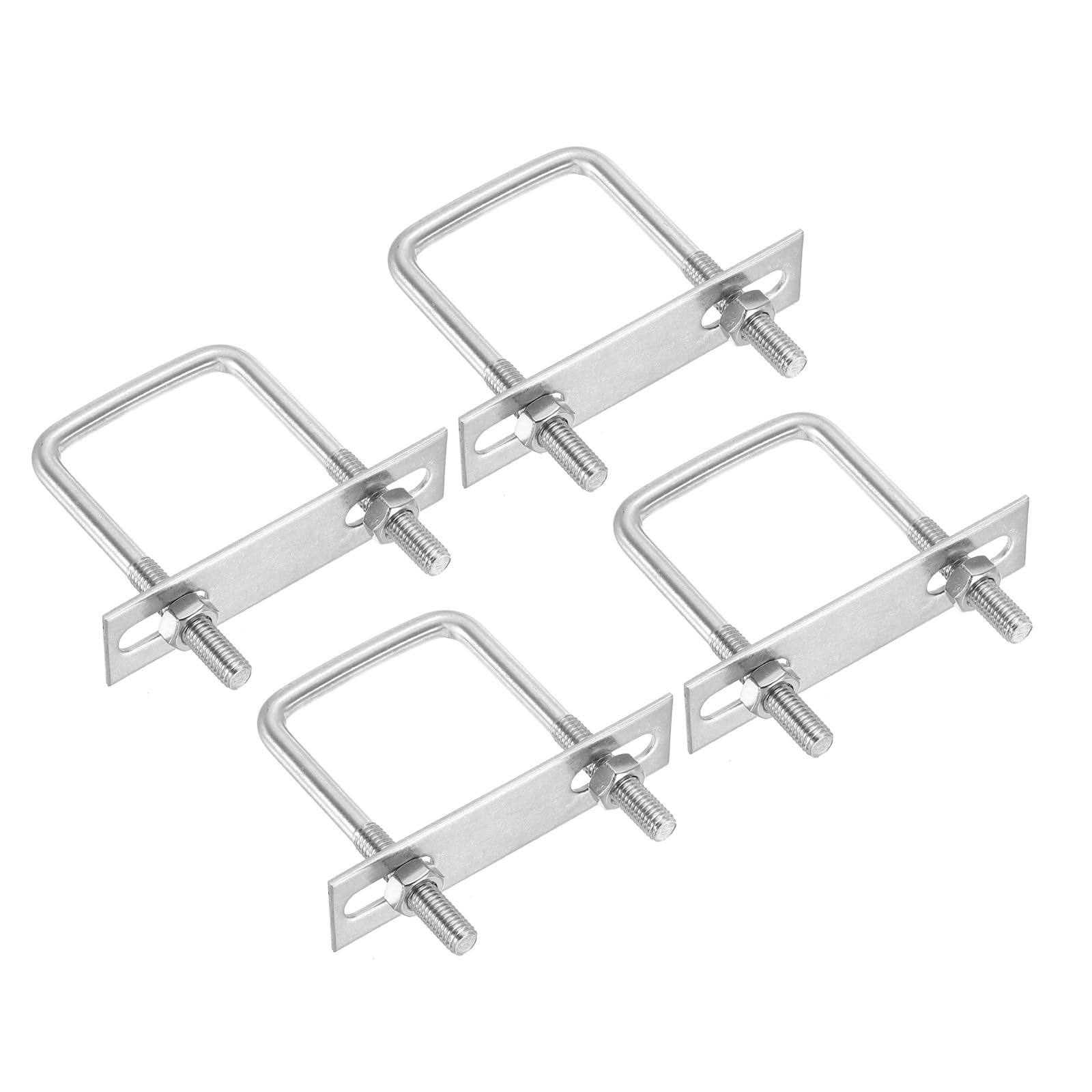 PATIKIL M8x50x80mm Square U-Bolts Kit, 4Set 304 Stainless Steel Square U Shaped Bolts Replacement Parts with Frame Plates and Nuts for Ski Board Sailboat Trailer