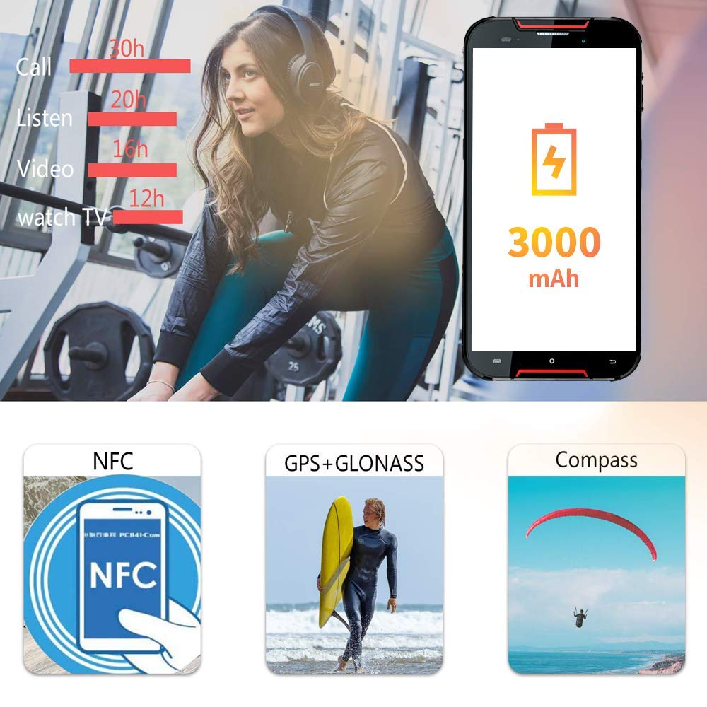 CUBOT Quest Lite Telephone Portable Débloqué Incassable 4G, Smartphone Résistant Pas Cher 2019 Android 9.0 Batterie 3000mAh, 3+32 Telefones Etanche IP68 Imperméable aux Chocs et Poussière NFC-Rouge