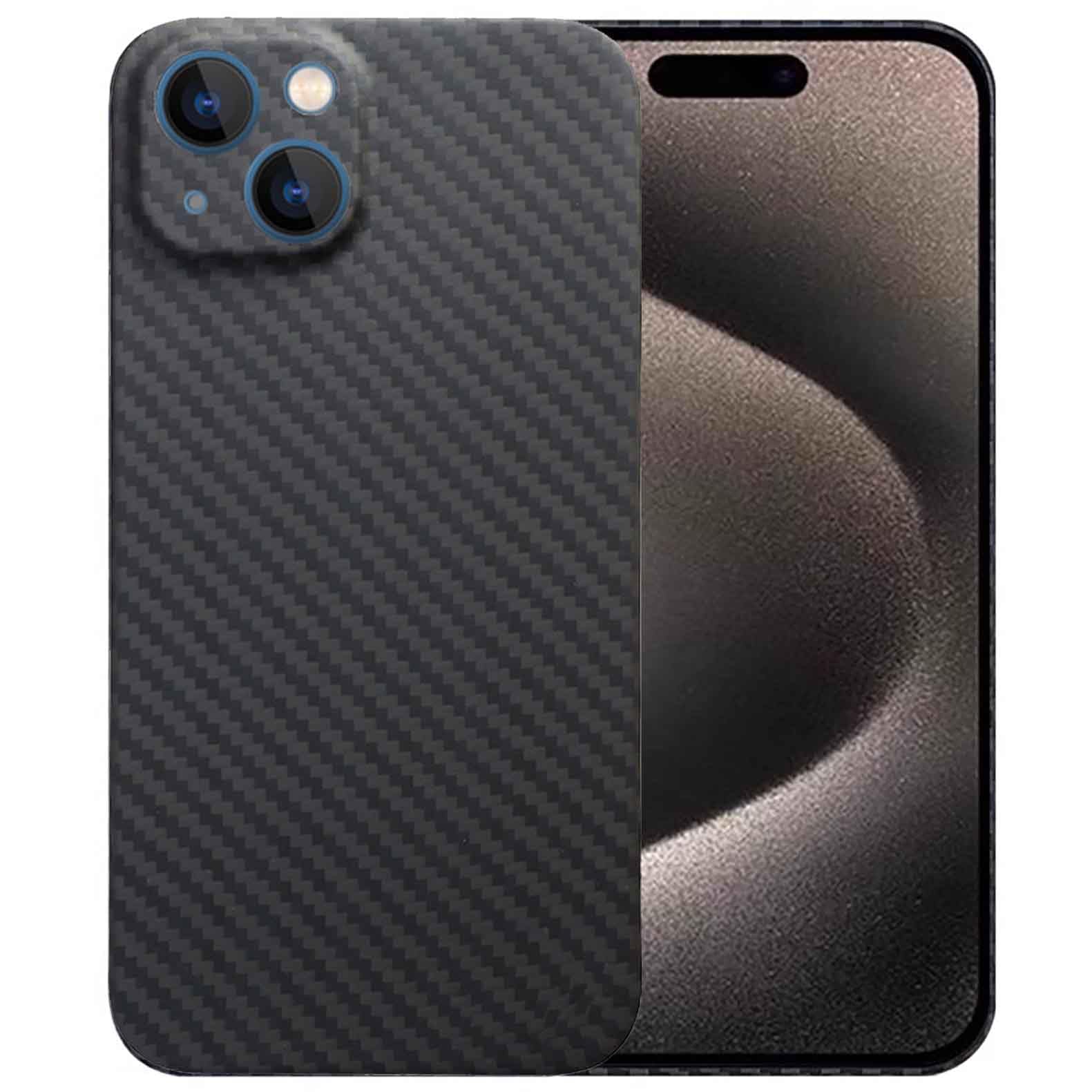 OUGIC Aramid Fiber Case for iPhone 14 Plus with Carbon Fiber Texture, Super Slim Light Protective Cover Skin, Soft Touch Sturdy Durable Case Black