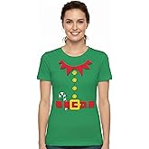 DIRTYRAGZ Women's Holiday Costume Tee Tops, Santa Christmas Elf Shirts Halloween T-Shirts for Ladies