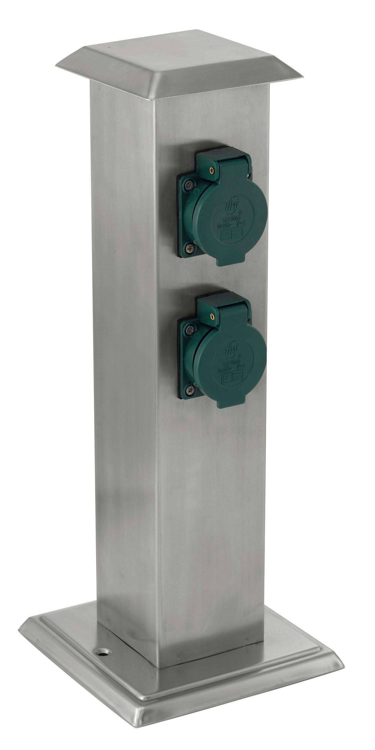 Eglo Outdoor Accessory Socket Pillar, Garden Socket, 4 sockets, Material: Stainless Steel and Plastic, Colour: Silver, Green, IP44 — image 1