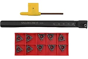 VRTYVEYBB SNL0013M16 Left Hand Internal Threading Boring Bar with 10Pcs 16ER AG60 Carbide Inserts for CNC Turning, Alloy Stee
