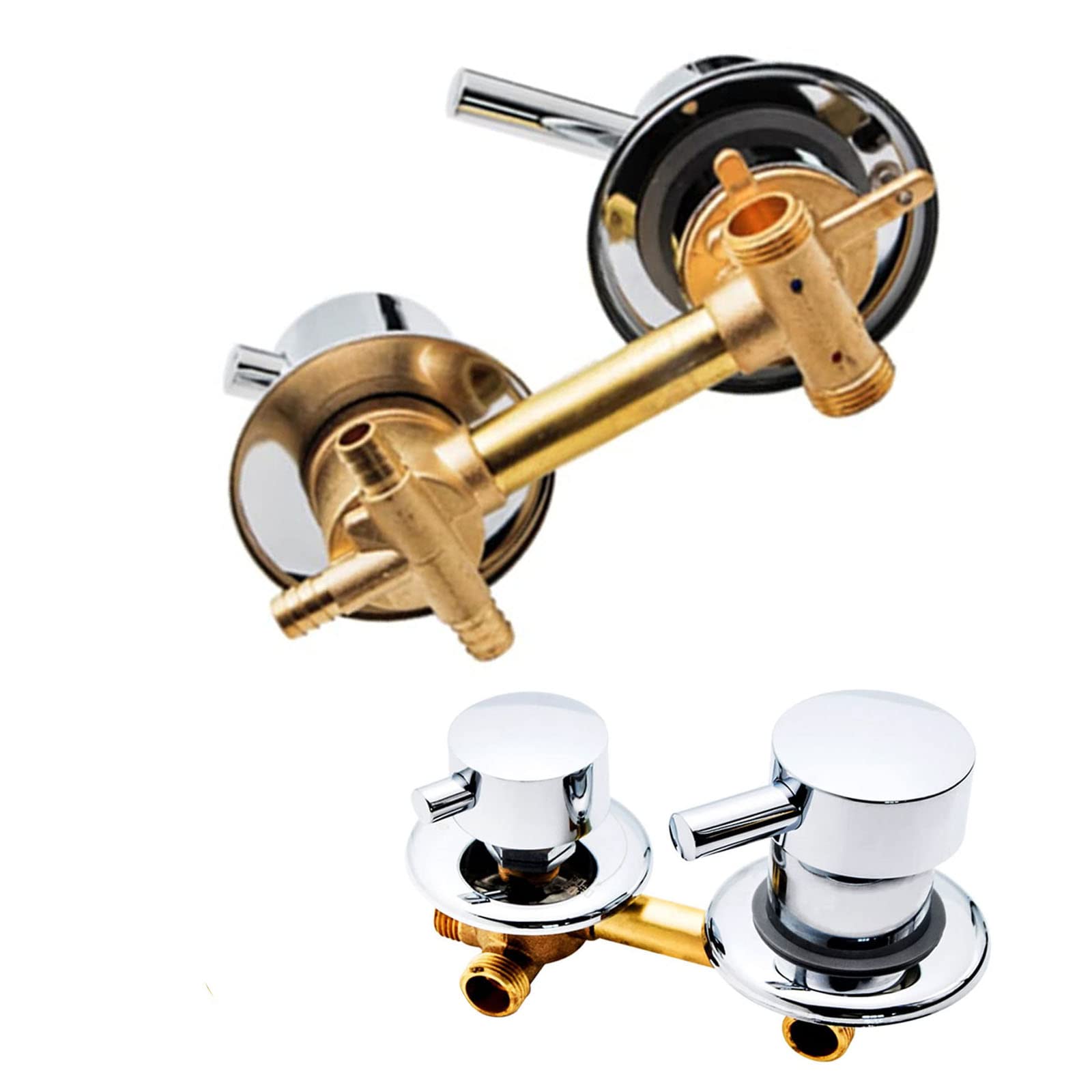 2/3 Way Concealed Shower Mixer Tap, Brass Shower Faucet with Ceramic Cartridge, Water Outlet Mixer Valve Center Distance 10cm, G1/2",Intubation 3 Way 10 cm
