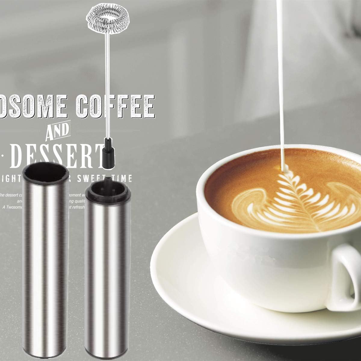 Electric Milk/Coffee Frother, Basecent Rechargeable Handheld Foam Maker/Mixer for Latte, Cappuccino, Frappe Drink, Hot Chocolate, Stainless Steel Silver: Kitchen & Dining