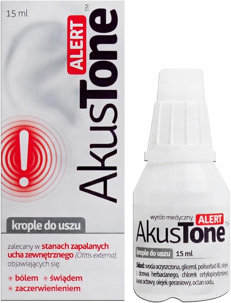 AKUSTONE Alert Ear Drops 15 ml Aflofarm for Otitis Externa Pain Itching