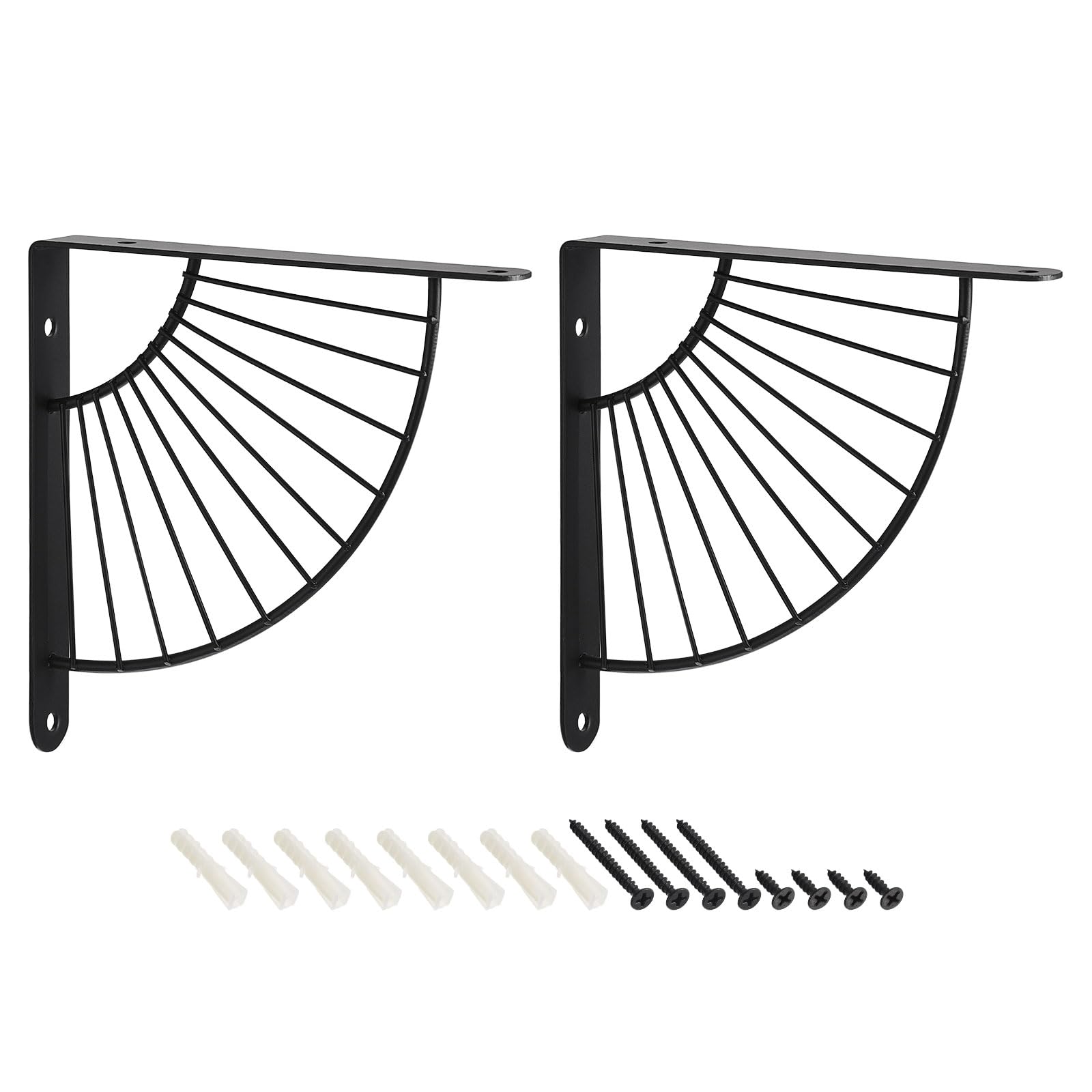 uxcell Decorative Shelf Brackets, 2pcs 10"(250mm) Industrial Metal Brackets for Shelves Wall Mounted Floating Shelf Supports, Black