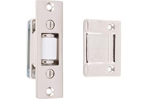 IDHBA idh by St. Simons 12017-014 Premium Quality Solid Brass Heavy Duty Silent Roller Latch with Adjustable Square Strike, Bright Nickel