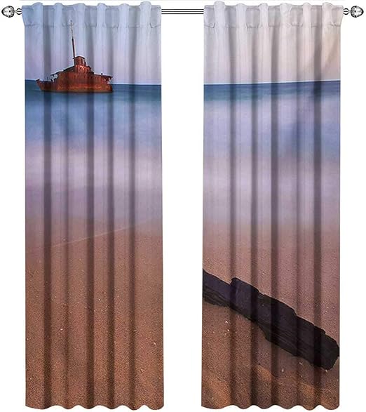 Amazon Com Shenglv Shipwreck Curtains Panels Shipwreck On Beach