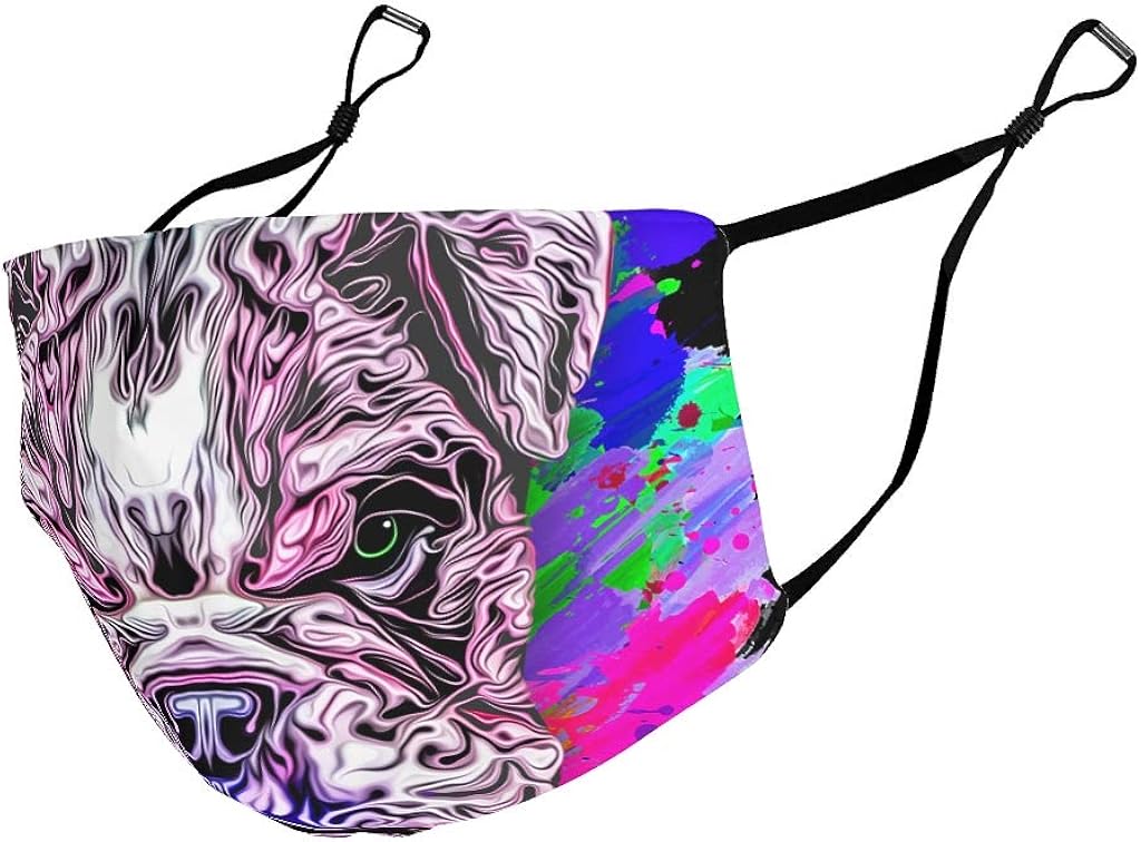 Colorful Dog Face Cover with Earloops Washable and Reusable
