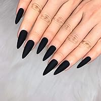 Morily 24pcs Fake Nails Matte Pure Color Medium Long Stiletto Almond Press on Nail False Tips Artificial Finger Manicure for 