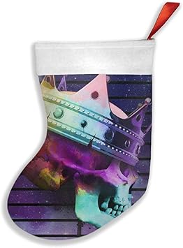 TYUO Medias de Navidad coloridas con diseño de calavera retro y corona