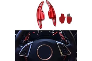 MICROCK Steering Wheel Shift Paddle Shifter Extensions for Chevrolet Camaro 2016-2024, for Chevy C7 Corvette 2014-2019, Aluminum Red