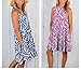 ZESICA Women's Summer Sleeveless Damask Print Pocket Loose T-shirt Dress, Blue, X-Large