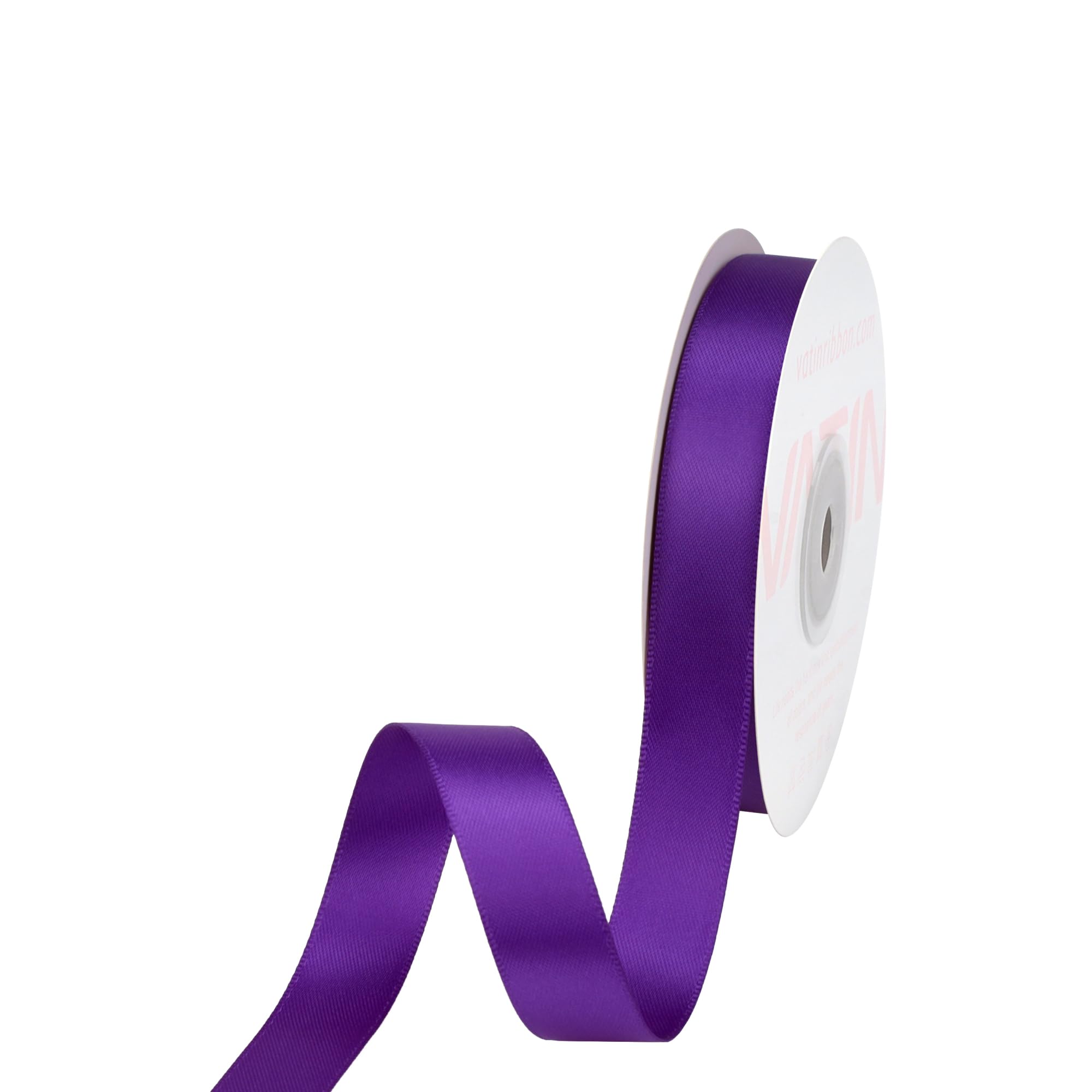 VATIN 16mm Double Faced Polyester Bright Purple Satin Ribbon - 23 Metre Spool, Perfect for Wedding Decor, Wreath, Baby Shower,Gift Package Wrapping and Other Projects