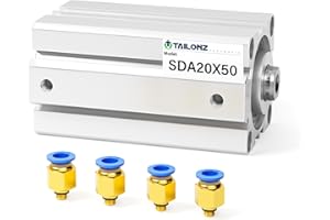 TAILONZ PNEUMATIC 20mm Bore 50mm Stroke Pneumatic Small Thin Cylinder Aluminum Pneumatic Air Cylinder SDA20-50