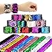 POKONBOY 24 Pack Mermaid Slap Bracelets Mermaid Party Favors, Two-Color Decorative Reversible Sequin Bracelets,Birthday Party Favors Supplies Gifts for Girls Kids, Pink Blue Purple