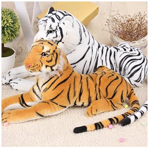 VERCART 43 inches Giant Realistic Stuffed Tiger Animals Soft Plush Toy White Tiger for Kids Birthday Gifts (with A Small Tiger) - Image 8