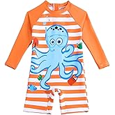 YAGATA Baby Swimsuit Boy Infant One Piece Rash Guard Bathing Suit Short Sleeve Zipper Toddler Boys Beach Swimwear