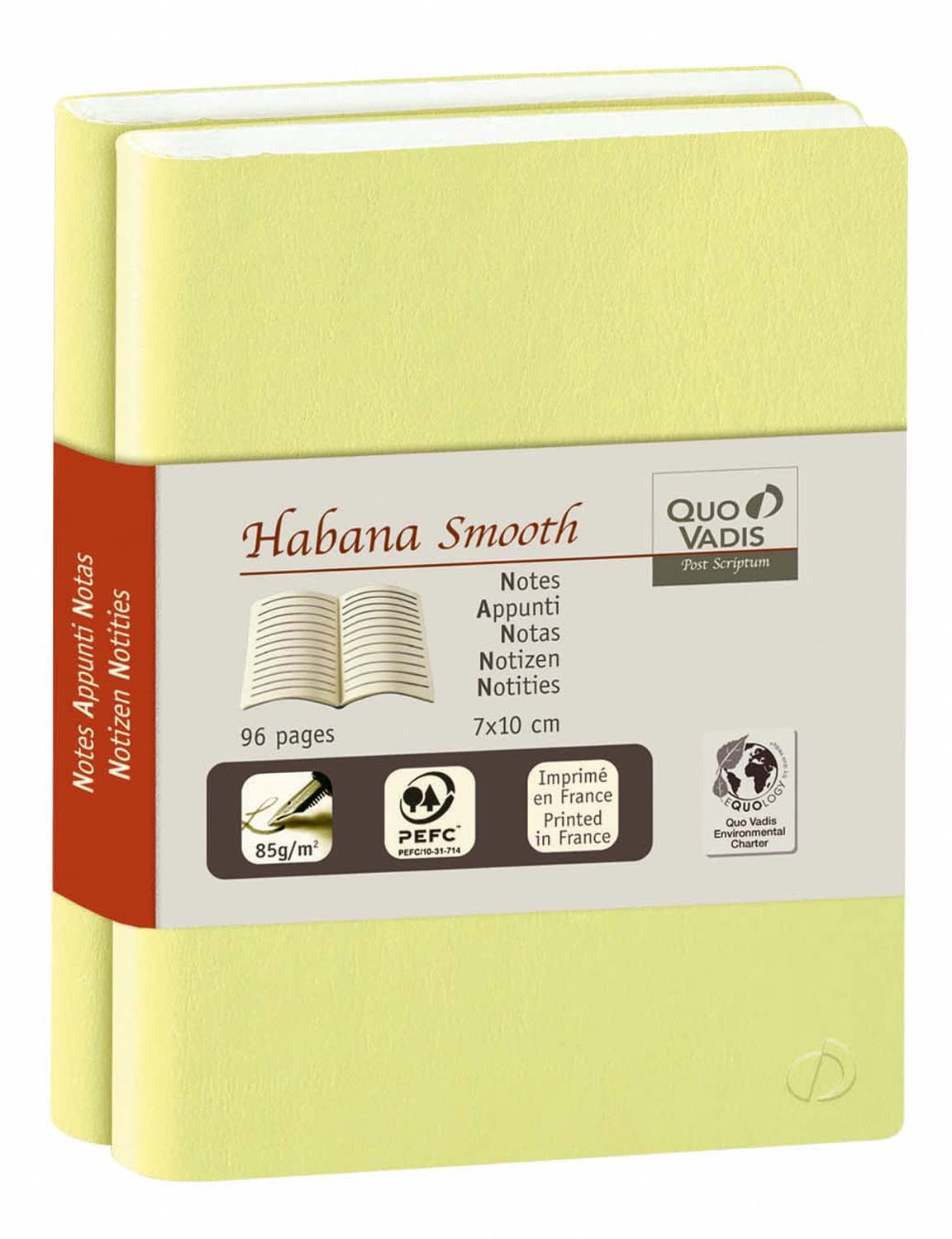 Quo Vadis Habana Smooth – Duo of Notebook Notes 15, 10 x 15 cm green, Pack of 2