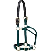 Weaver Equine Breakaway Horse Halter, Supple Leather Crown, Adjustable Brass Throat Snap Halters for Horses, Equine Tack