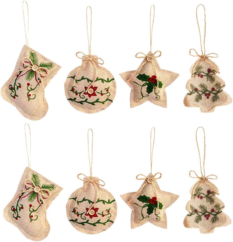 Amazon Com Simple Rustic Burlap Jute Christmas Tree Ornaments