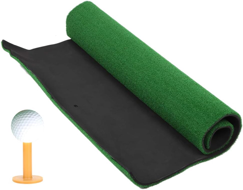 Aosiyp Golf Grass Mat, Golf Hitting Mat Indoor Outdoor Golf Swing Practice Grass Mats with Rubber Golfing Tee