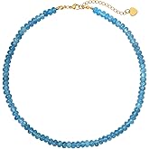 zocare Beaded Necklace for Women,Natural Gemstone Necklace for Women,Colorful Bead Choker Necklace Handmade Surfer Beach Necklace Trendy Jewelry Gift for Women