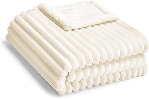 Eonkasp Soft Fleece Baby Blanket Ultra Cozy Baby Blankets for Boys Girls Warm and Lightweight Infant Toddler Newborn Receiving Gift with Reversible Stripes for Crib Stroller, 30x40 Inch, Cream