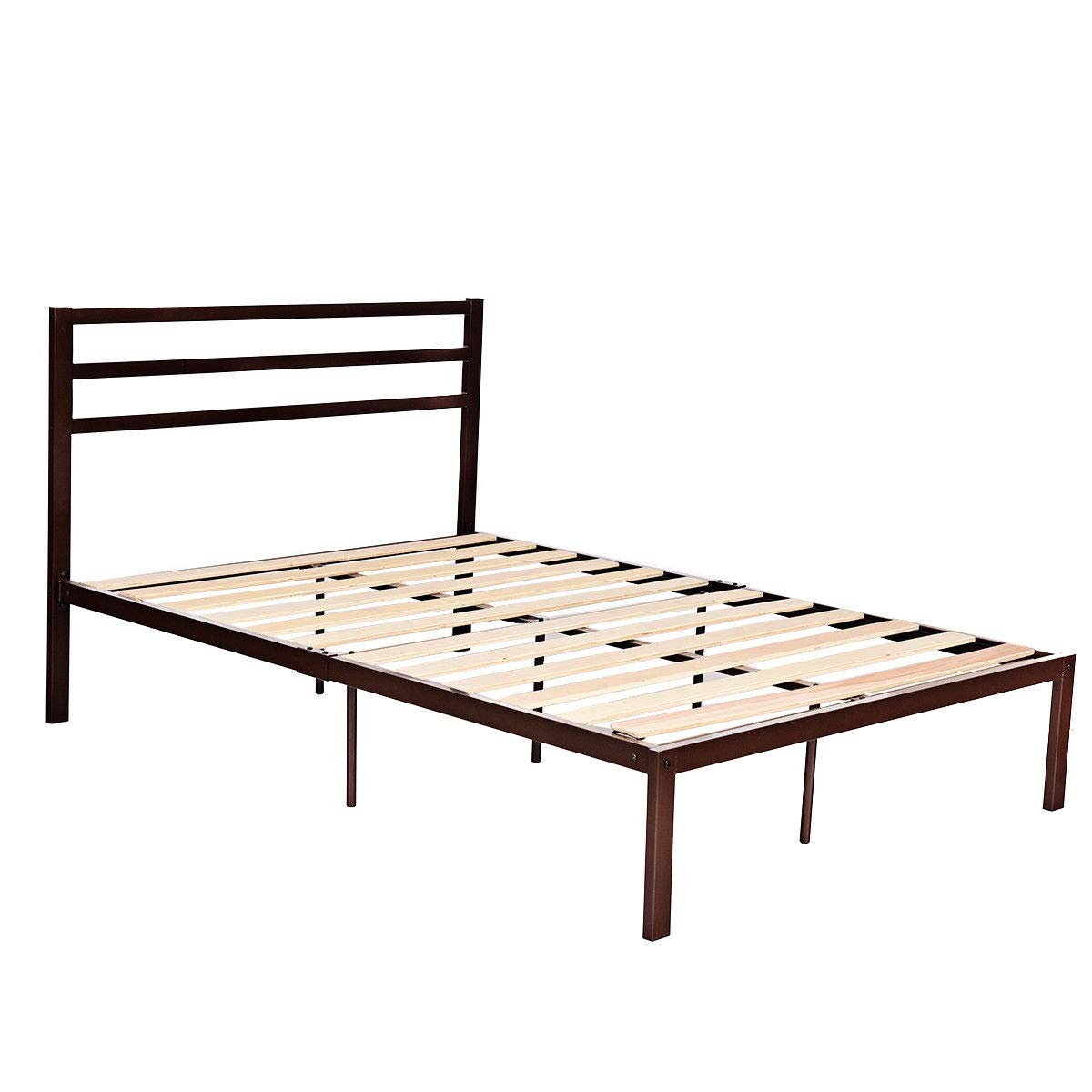 Best Full Size Black Pu Leather Button Tufted Upholstered Platform Metal Bed Frame