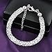 Mytys Fashion Mesh Bracelet Crystals Fishnet Bracelets Silver Bangle for Women