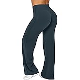 Ieumaz Women Straight Leggings Bottoms High Waist Gym Workout Leggings Stretch Casual Wide Leg Yoga Pants
