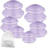 TrelaCo 6 Pcs Cupping Kit for Massage Therapy 3 Sizes Silicone Cupping Set Chinese Massage Therapy for Studio Household Cellulite Joint Pain Muscle Pain(Lavender)