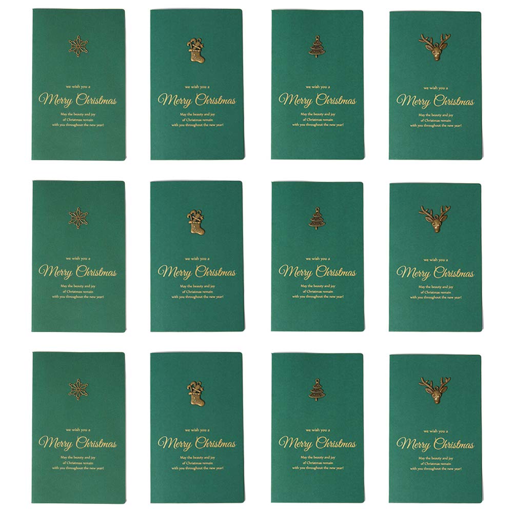 Shulaner Christmas Greeting Cards with Envelopes, Hot Stamping Merry Christmas Card, Blanks, Retro Wishing Christmas Cards Luxury Pack - 12 Multipack