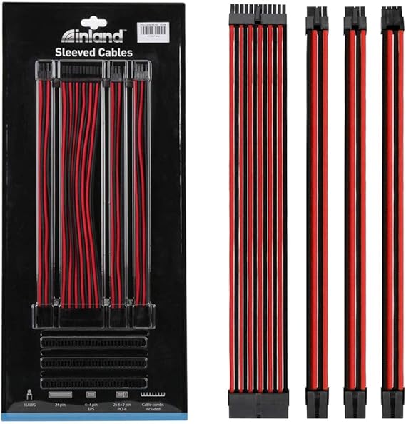 Inland PSU Sleeved Cable, Power Supply Extension Cable Kit