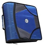 Case-It Zipper Binder with 5 Tab Files, D-Ring, 4 Inches, Blue