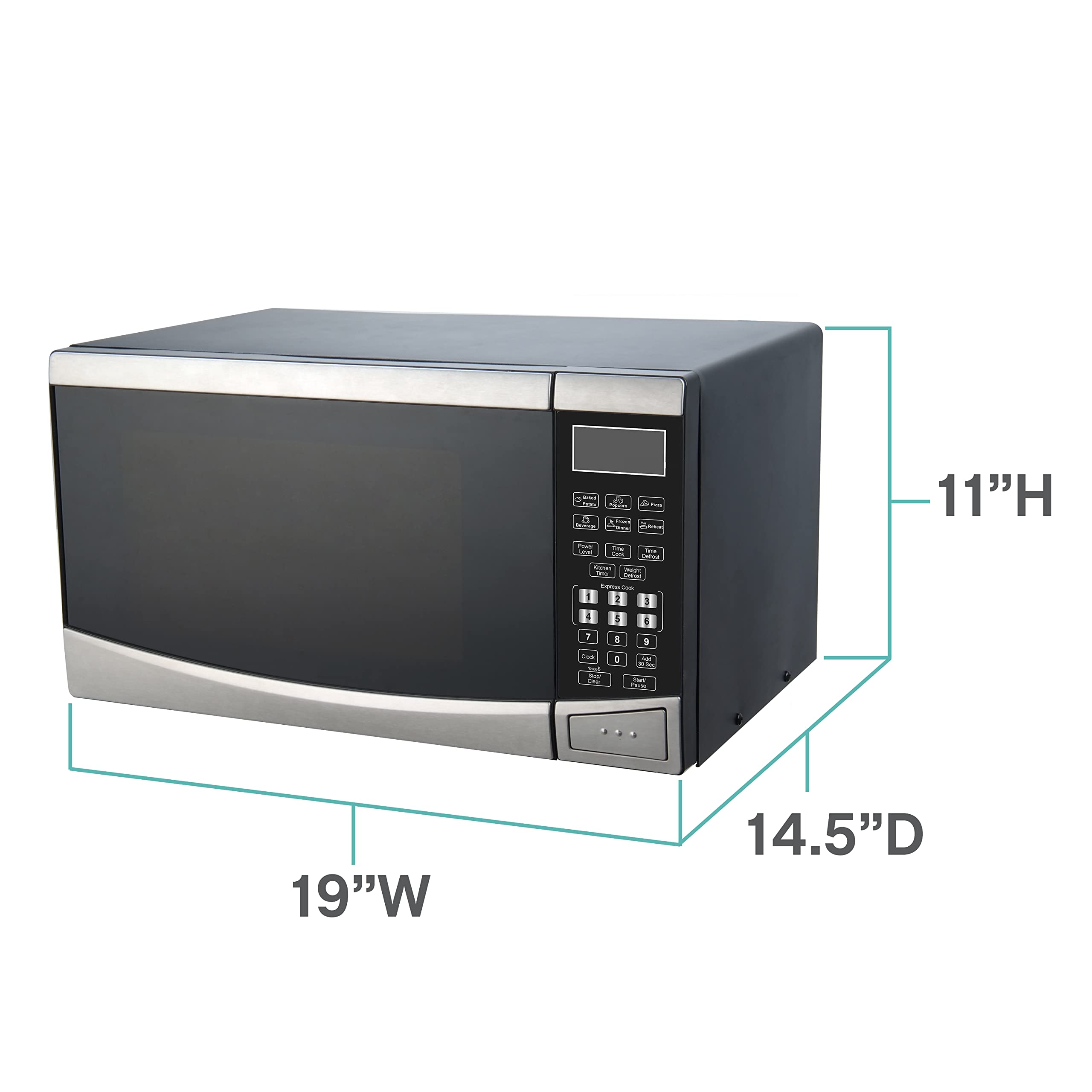 West Bend WBMW92S Microwave Oven 900-Watts Compact with 10 Power Levels and 6 Pre Cooking Settings, Speed Defrost, Electronic Control Panel and Glass Turntable, 0.9-Cu.Ft, Stainless Steel