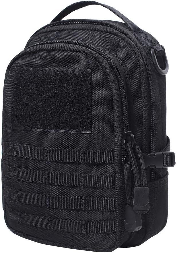Tactical Molle Pouch, EDC Bag Waist Hanging Bag Waterproof for Camping Hiking Trekking, Black