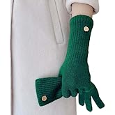 HARJJME 100% Organic Wool Gloves, Winter Long Gloves for Women, Touchscreen Wool Glove for Cold Weather