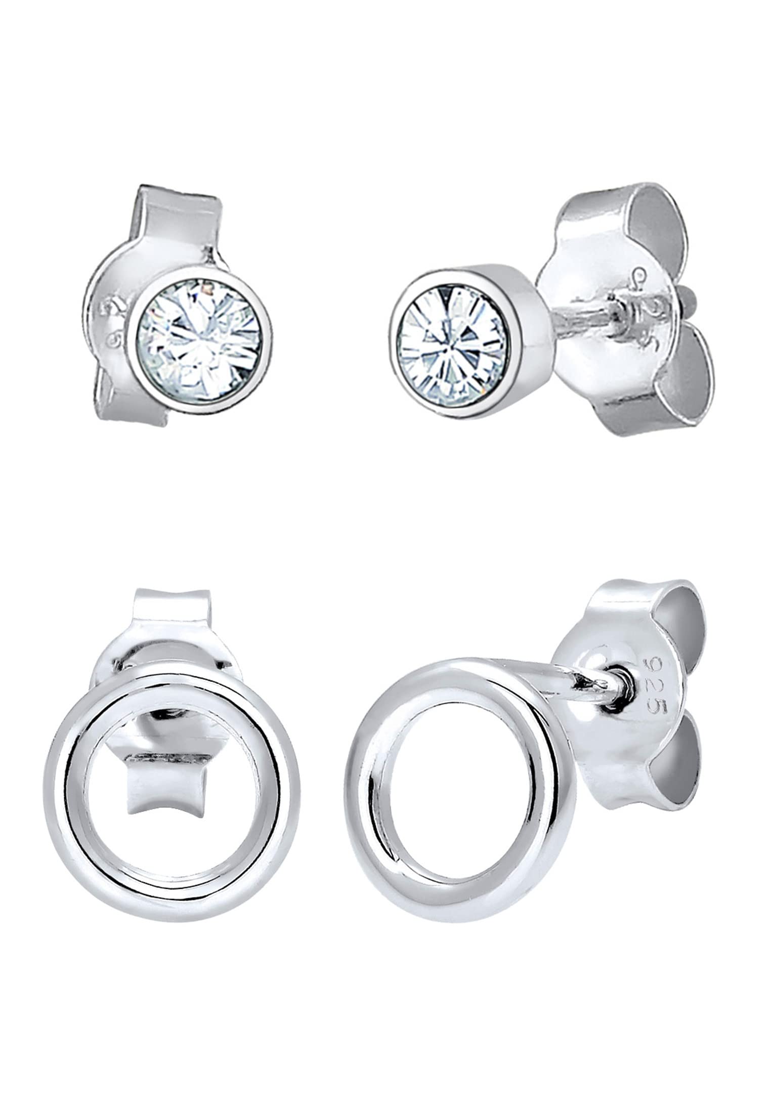 Elli Earrings Elli Earrings Solitaire Circle Geo Crystals 925 Sterling Silver