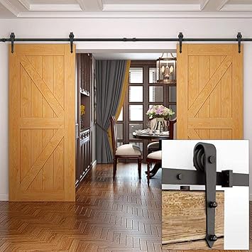 Amazon Com Topeakmart 12ft Barn Door Hardware Track Kit Sliding