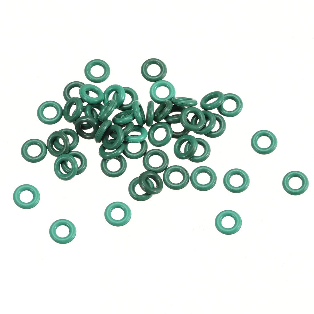 sourcingmap Fluorine Rubber O-Rings, 4mm OD 2mm ID 1mm Width FKM Seal Gasket for Machinery Plumbing, Green, Pack of 50