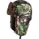 Waterproof Winter Trapper Hats Women Men Camo Warm Ushanka Faux Fur Ear Flap Beanie Cap Cold Weather Hunting Ski Snow Hat