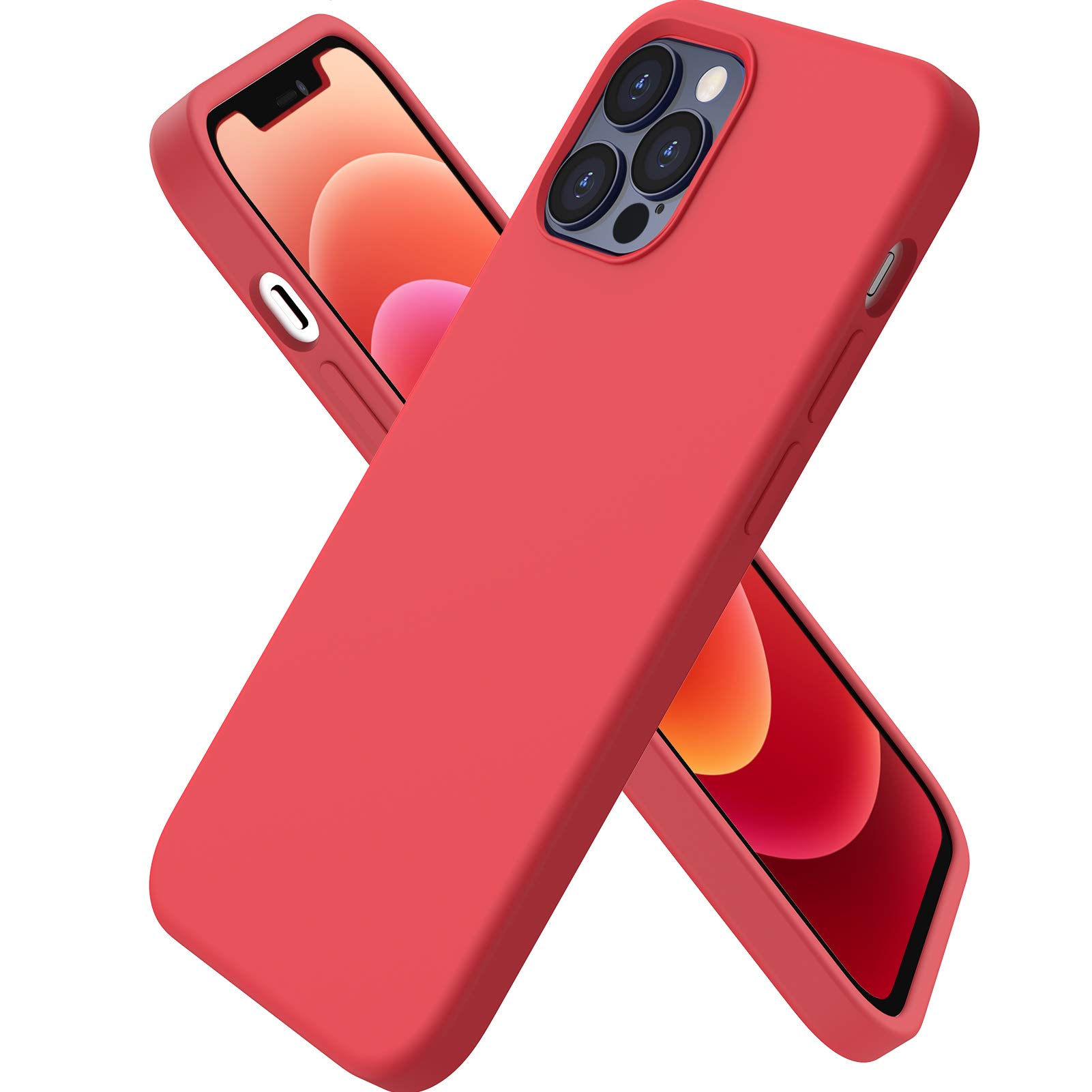 ORNARTOCompatible with iPhone 12 Case, Compatible with iPhone 12 Pro Case, Slim Liquid Silicone 3 Layers Full Covered Soft Gel Rubber Phone Case Cover 6.1 inch-RedGlobal Recycled StandardGlobal Recycled StandardGlobal Recycled Standard