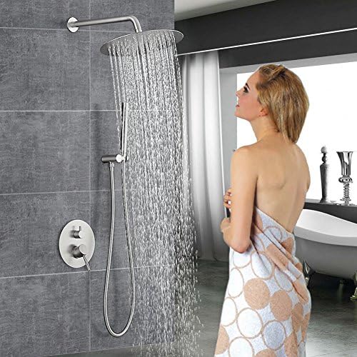 Rain Shower Systems Wall Mounted Shower Combo Set High Pressure Stainless 12 Inch Round Rainfall Shower Head