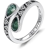 KiiKii Moss Agate Ring 925 Sterling Silver Adjustable Open Lotus/Sunflower/Butterfly Spoon Ring Statement Jewelry Birthday Gifts for Women